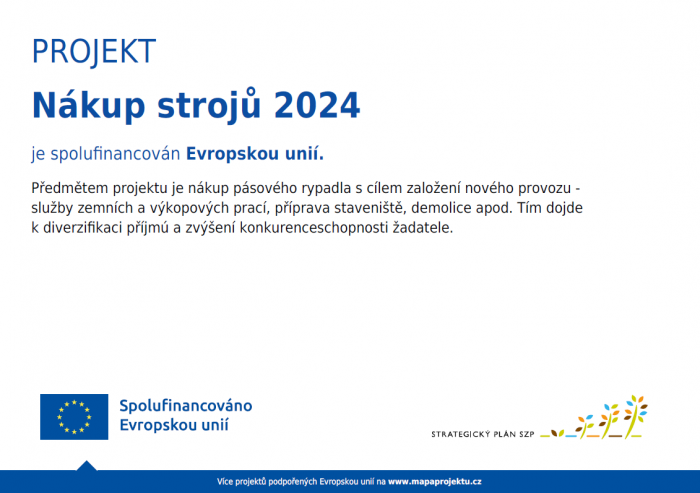 Projekt EU - nákup strojů 2024 - pásové rypadlo
